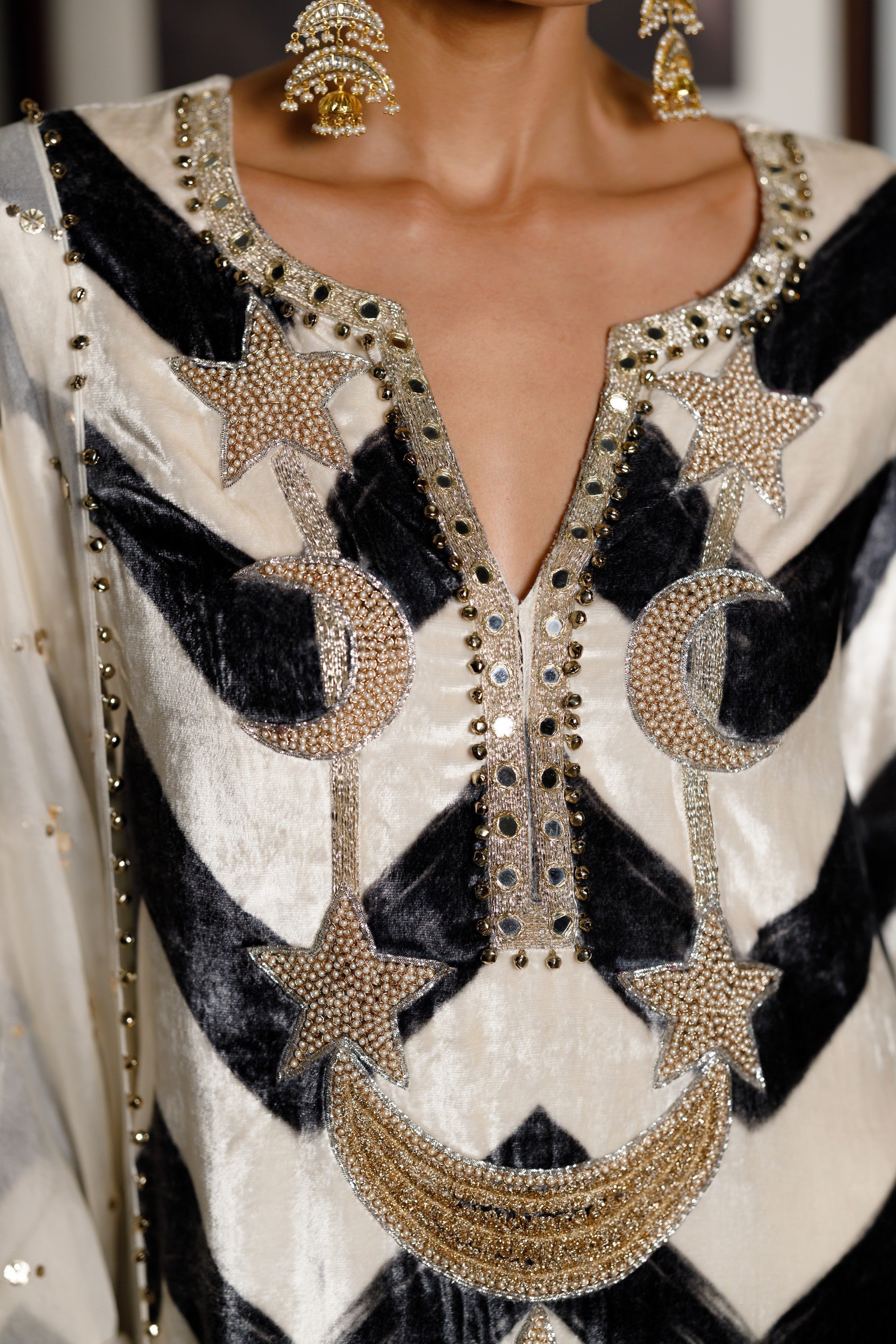 Asfi Black & White Embroidered Kurta And Patiala Salwar With Dupatta