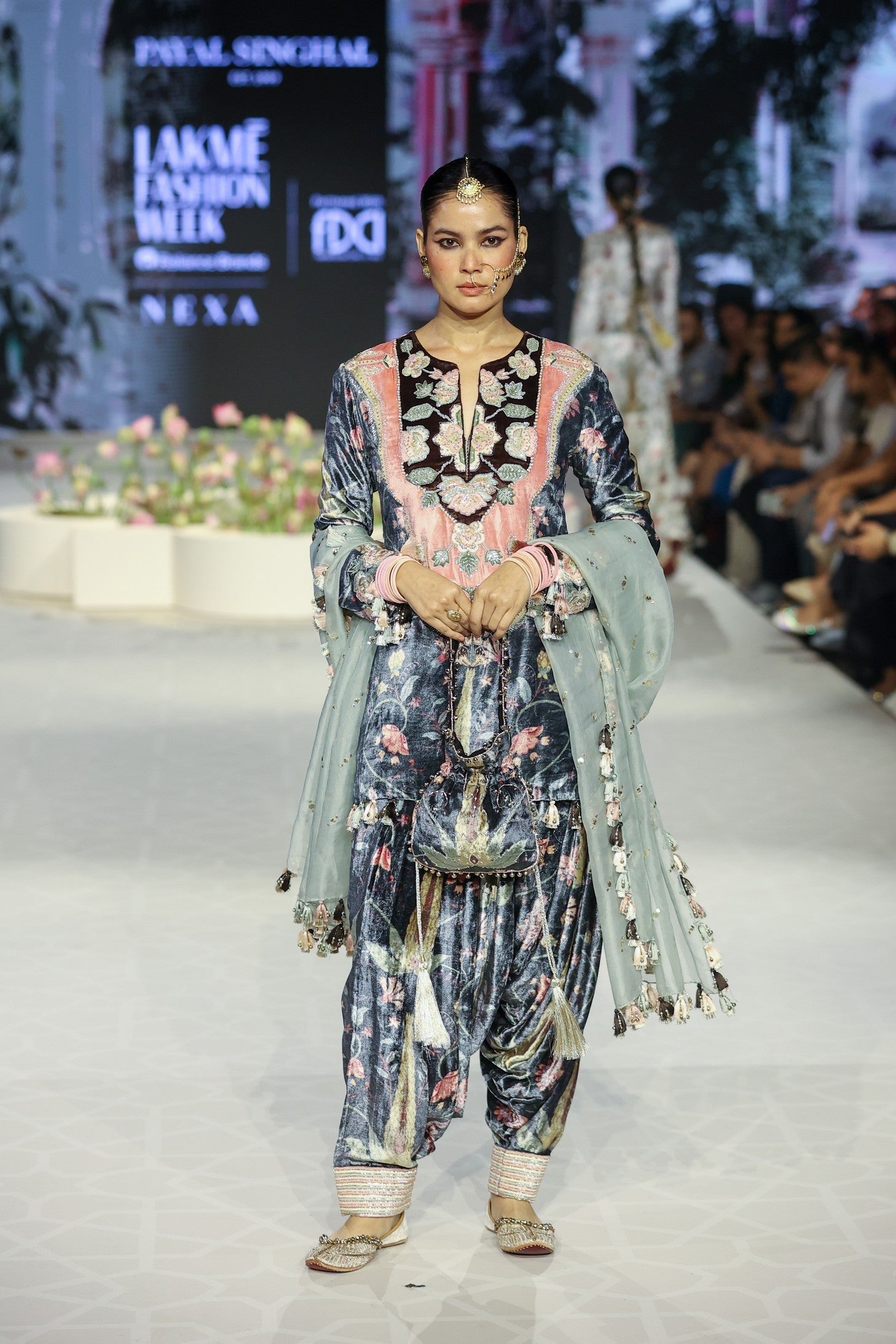 Batool Black Printed Forest Whisper Embroidered Kurta And Embroidered Patiala Salwar With Mint Dupatta