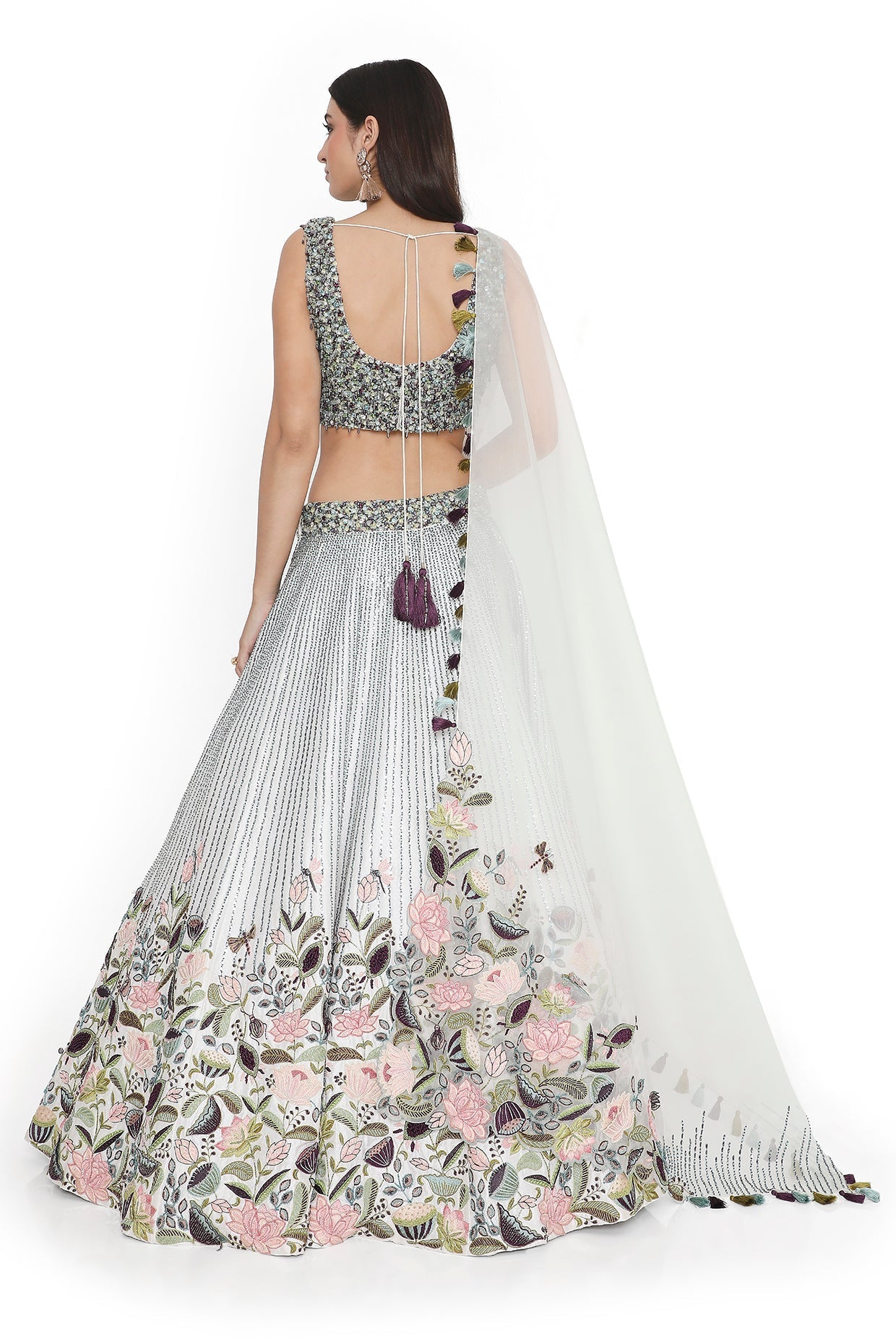 Ivory Embroidered Choli And Embroidered Lehenga With Dupatta
