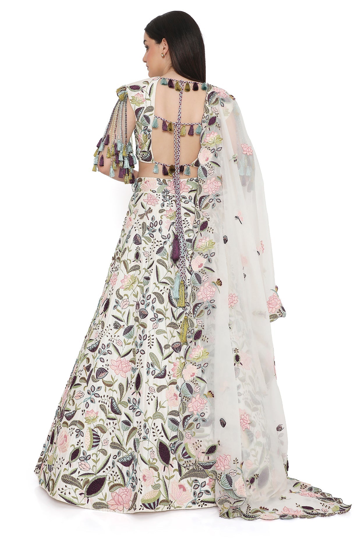 Ivory Embroidered Choli And Embroidered Lehenga With Dupatta