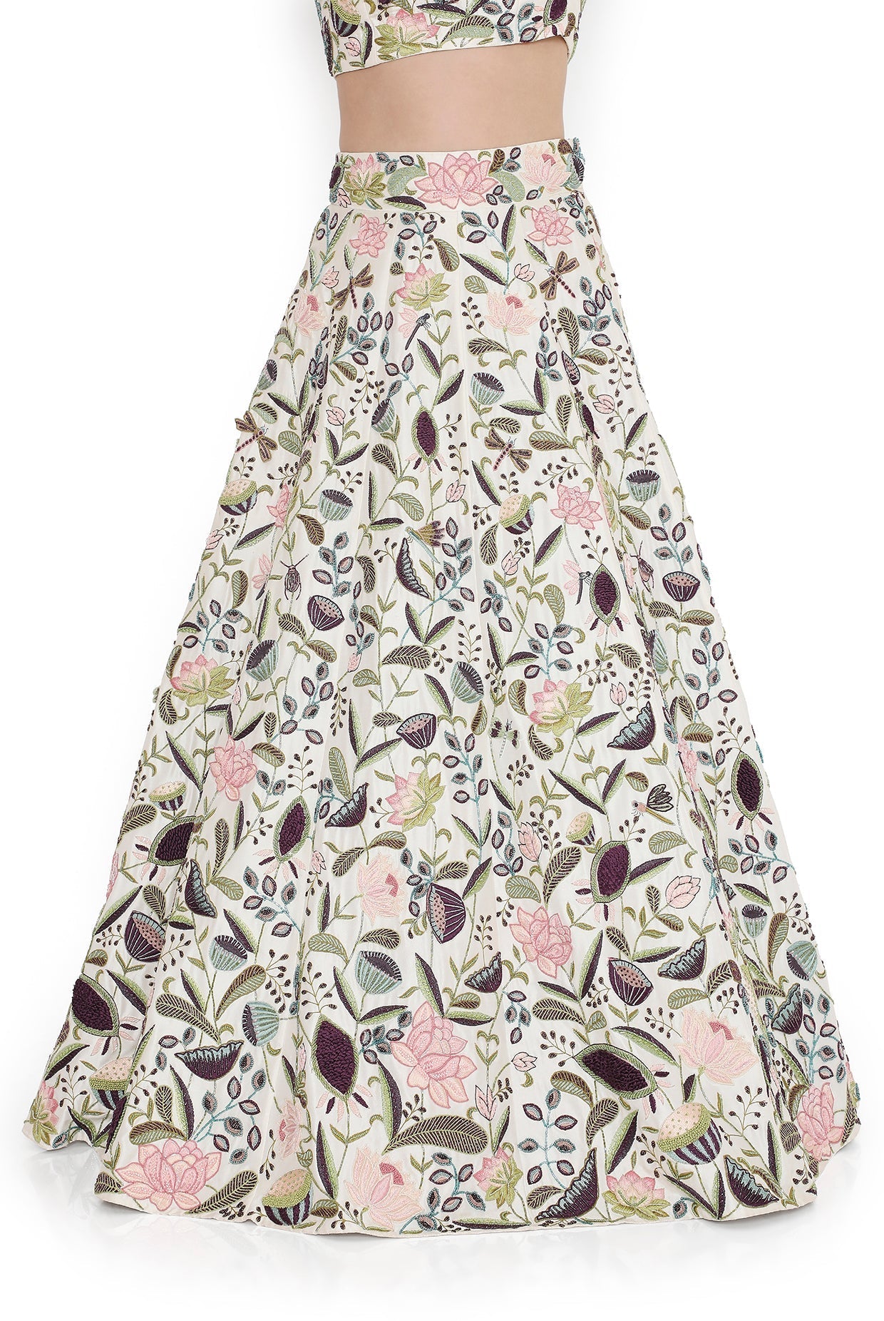 Ivory Embroidered Choli And Embroidered Lehenga With Dupatta