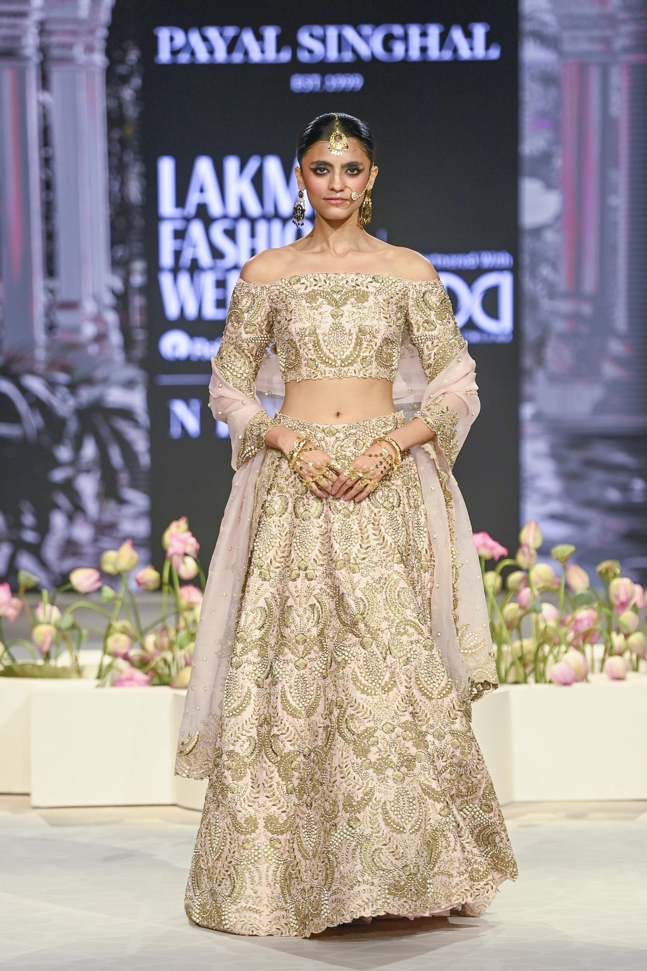 Aida Blush Embroidered Choli And Lehenga With Embroidered Dupatta