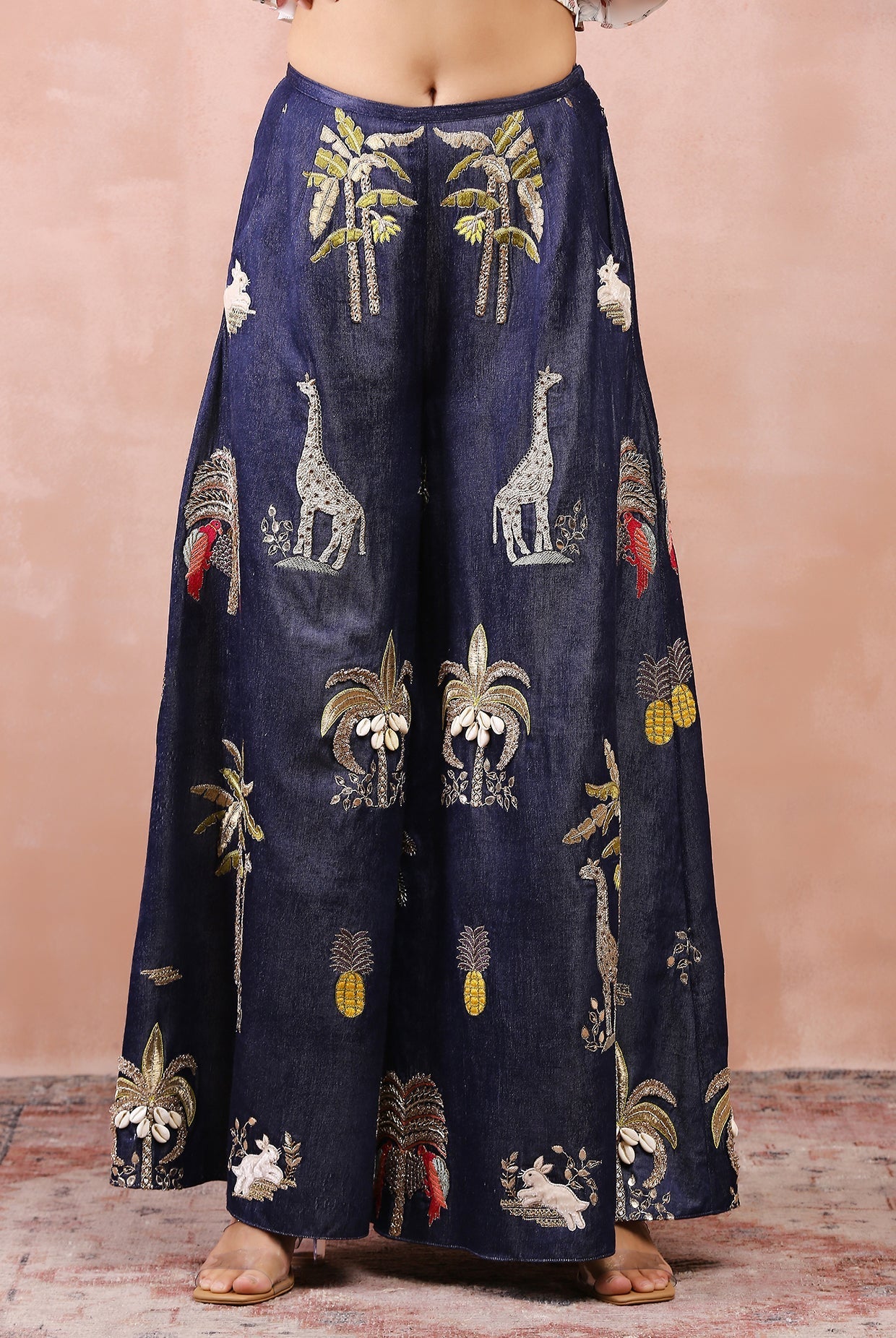 Off white crepe ruffle bustier with pants