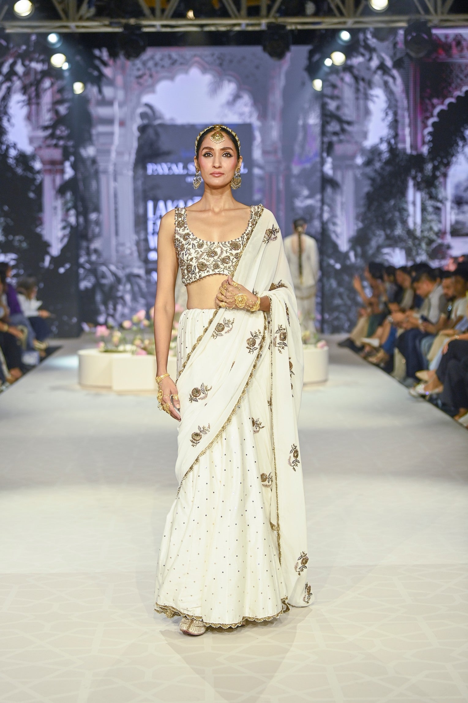 Najia Off White Choli With Embroidered Saree