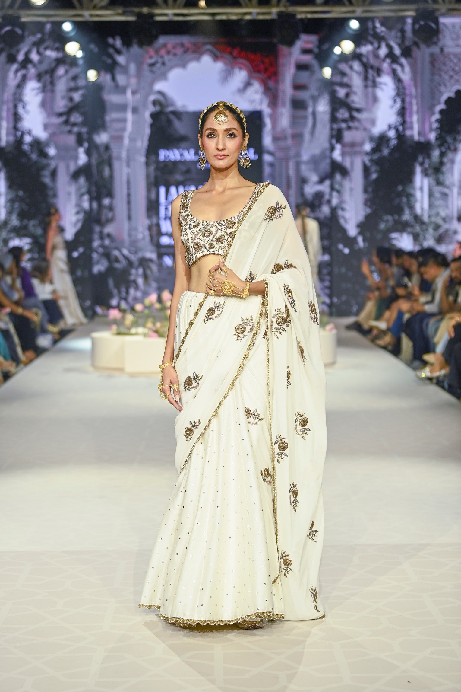 Najia Off White Choli With Embroidered Saree