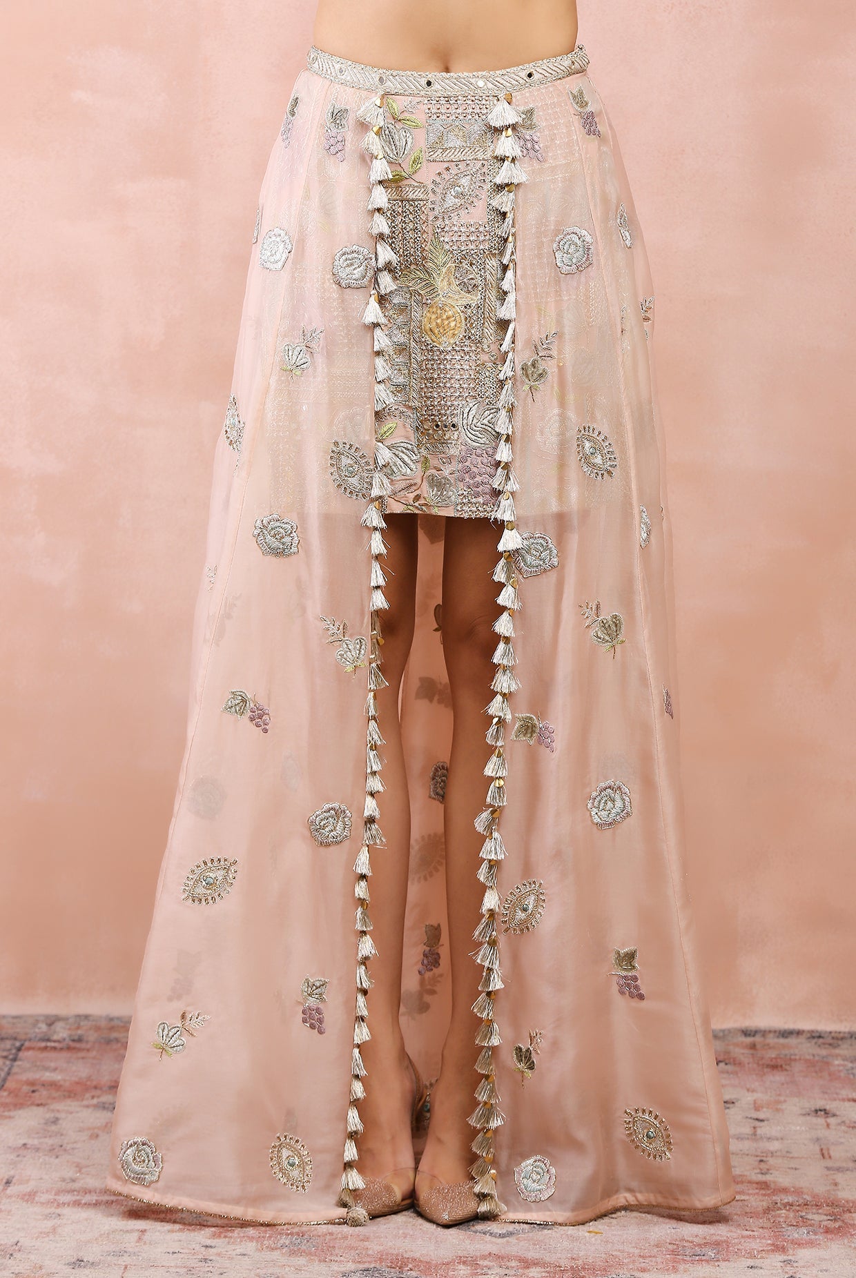 ROSE PINK EMBROIDERD CHOLI WITH SKIRT