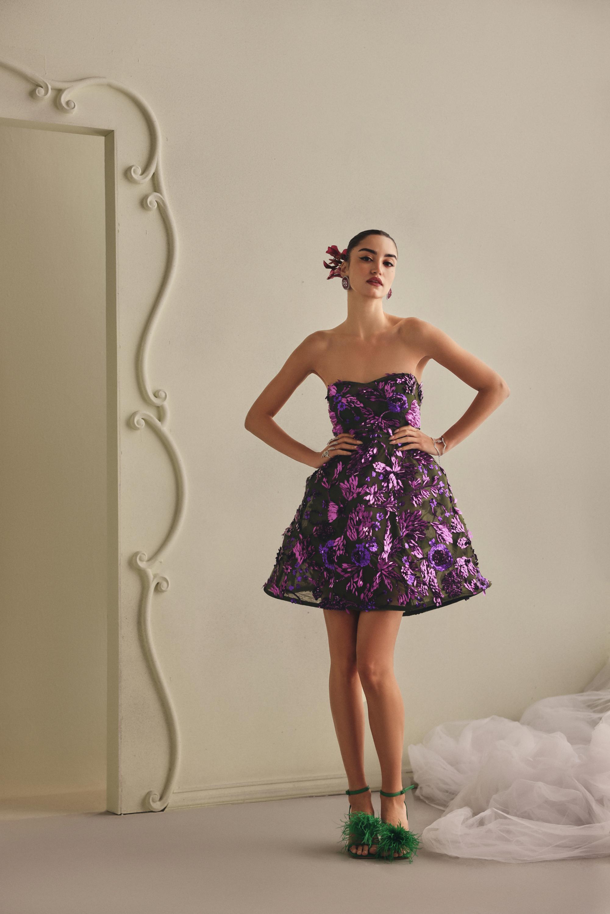Olive Floral Net Mini Dress
