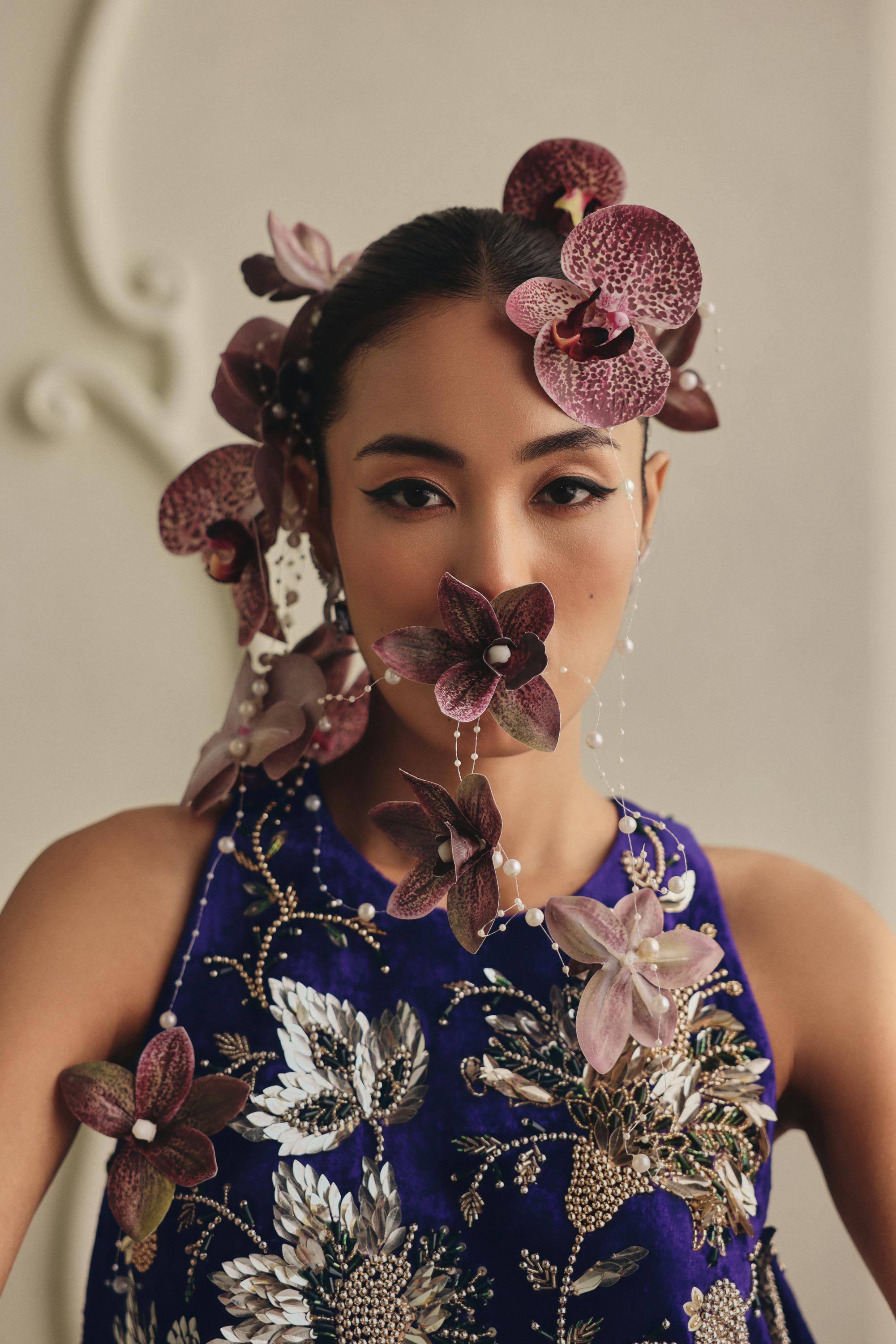 Velvet Bloom Mini Dress