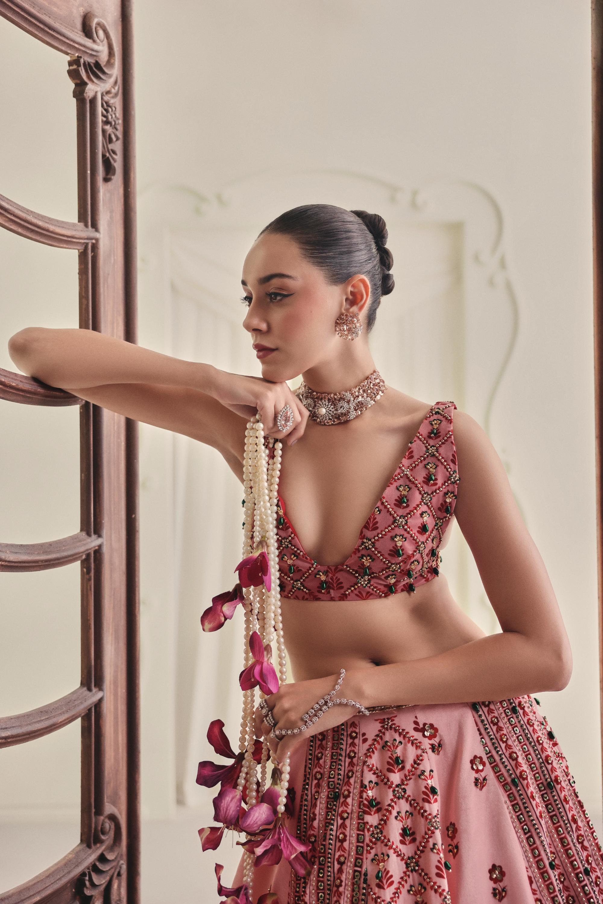 Blush Velvet Coconut Lehenga
