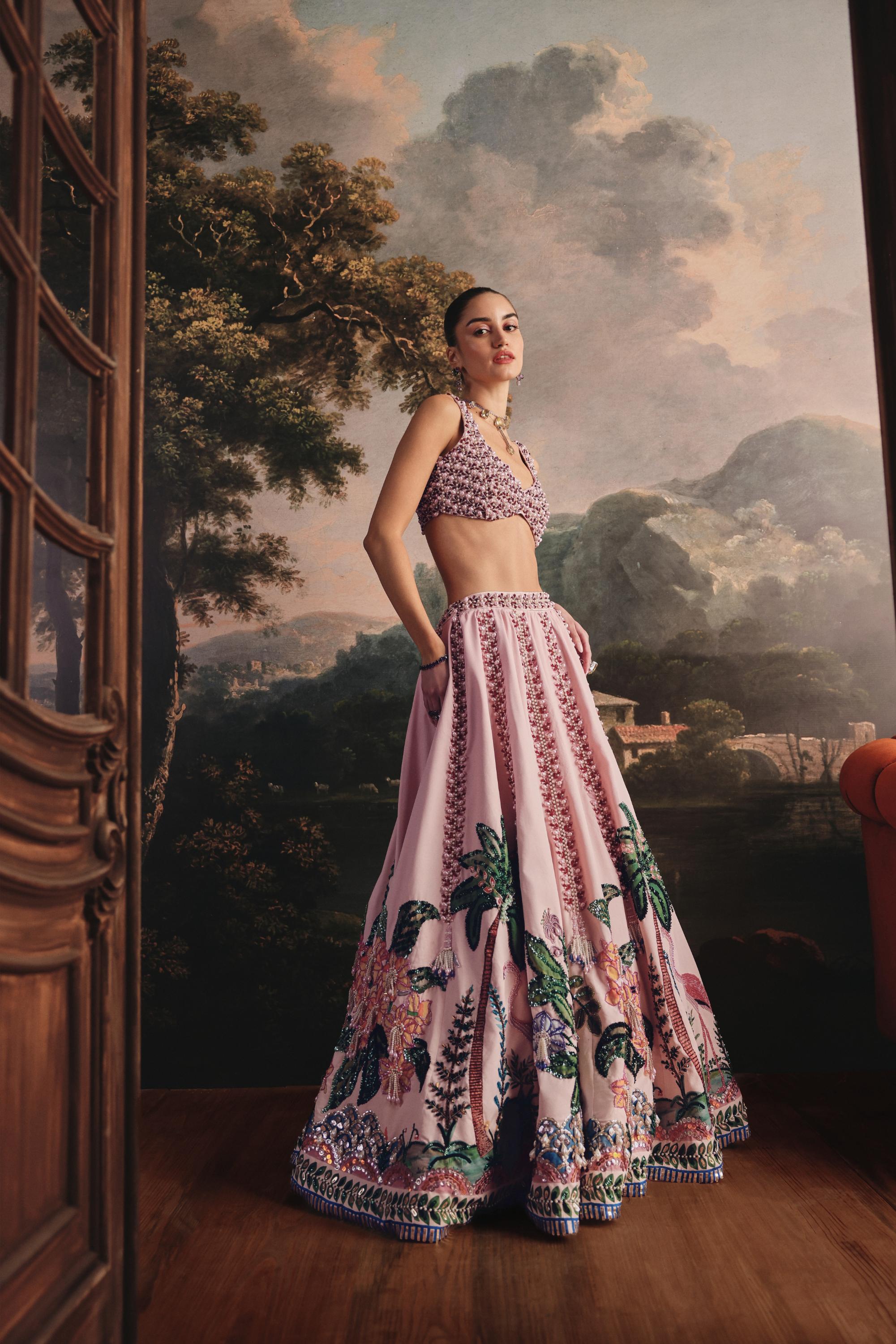 Blush Tropical Muse Lehenga