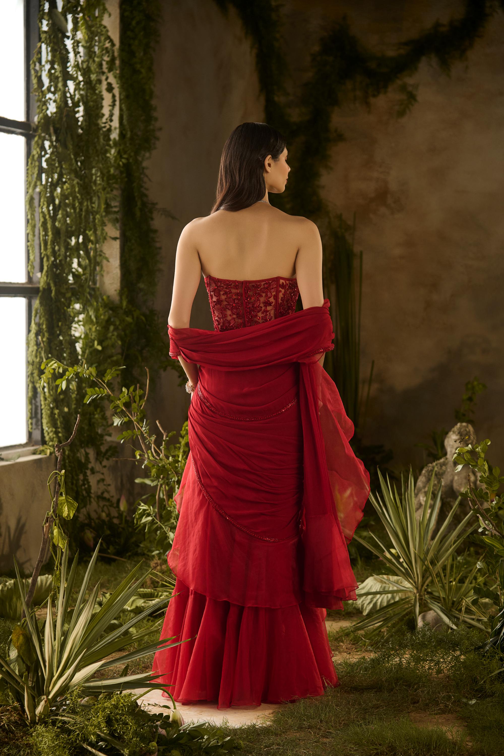 SCARLET SAREE SET