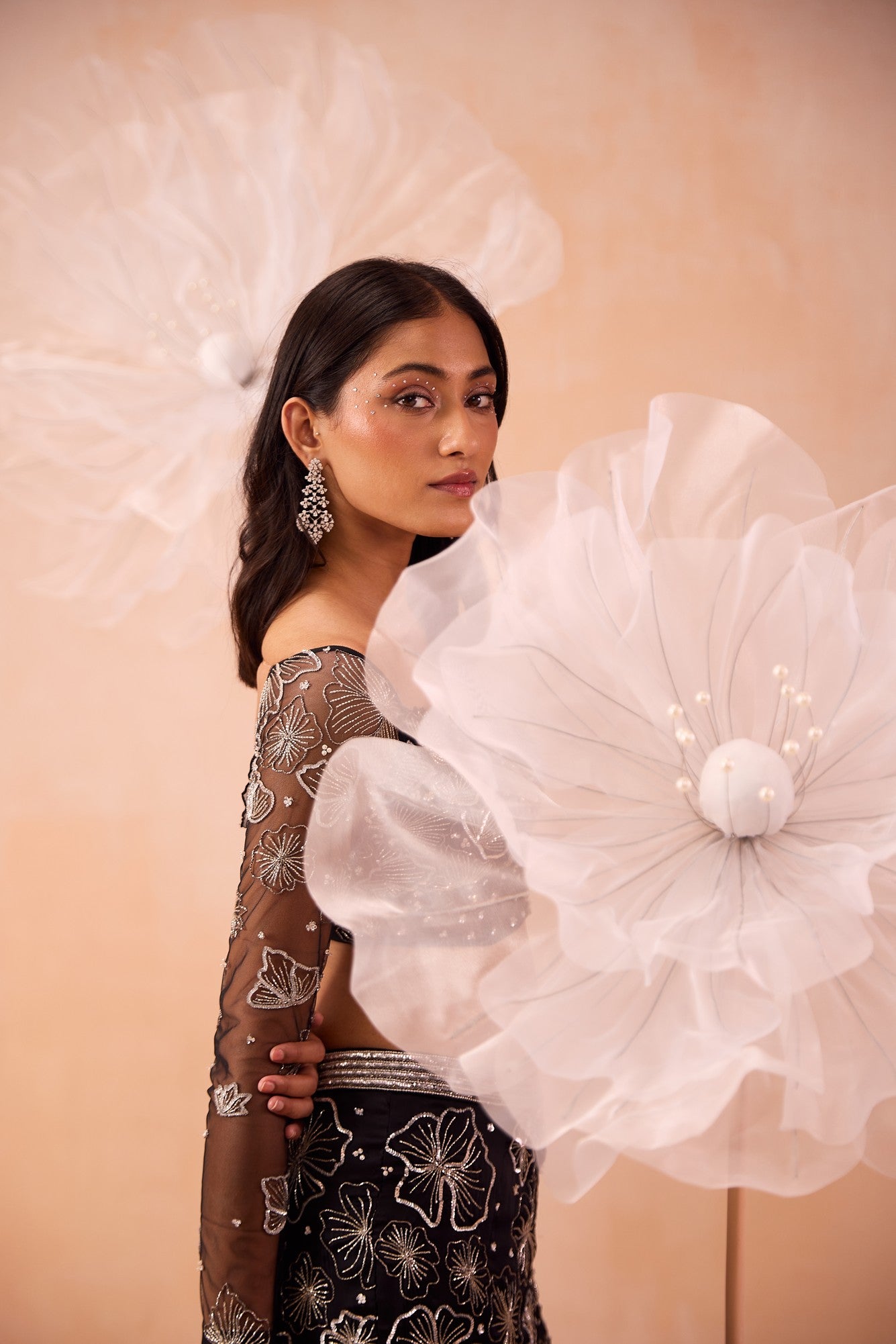Black Blossom Lehenga Set
