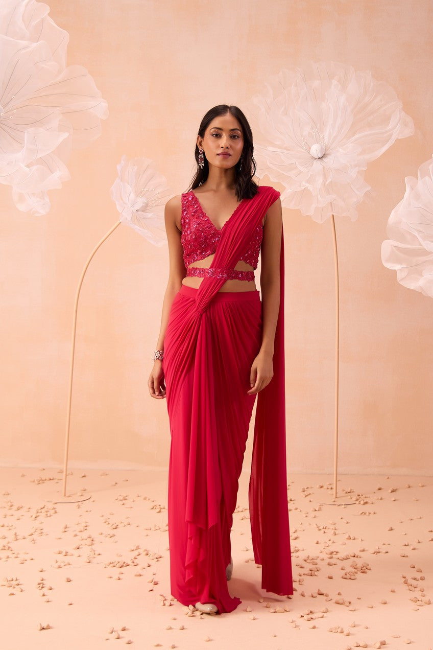 Fuchsia Drape Saree