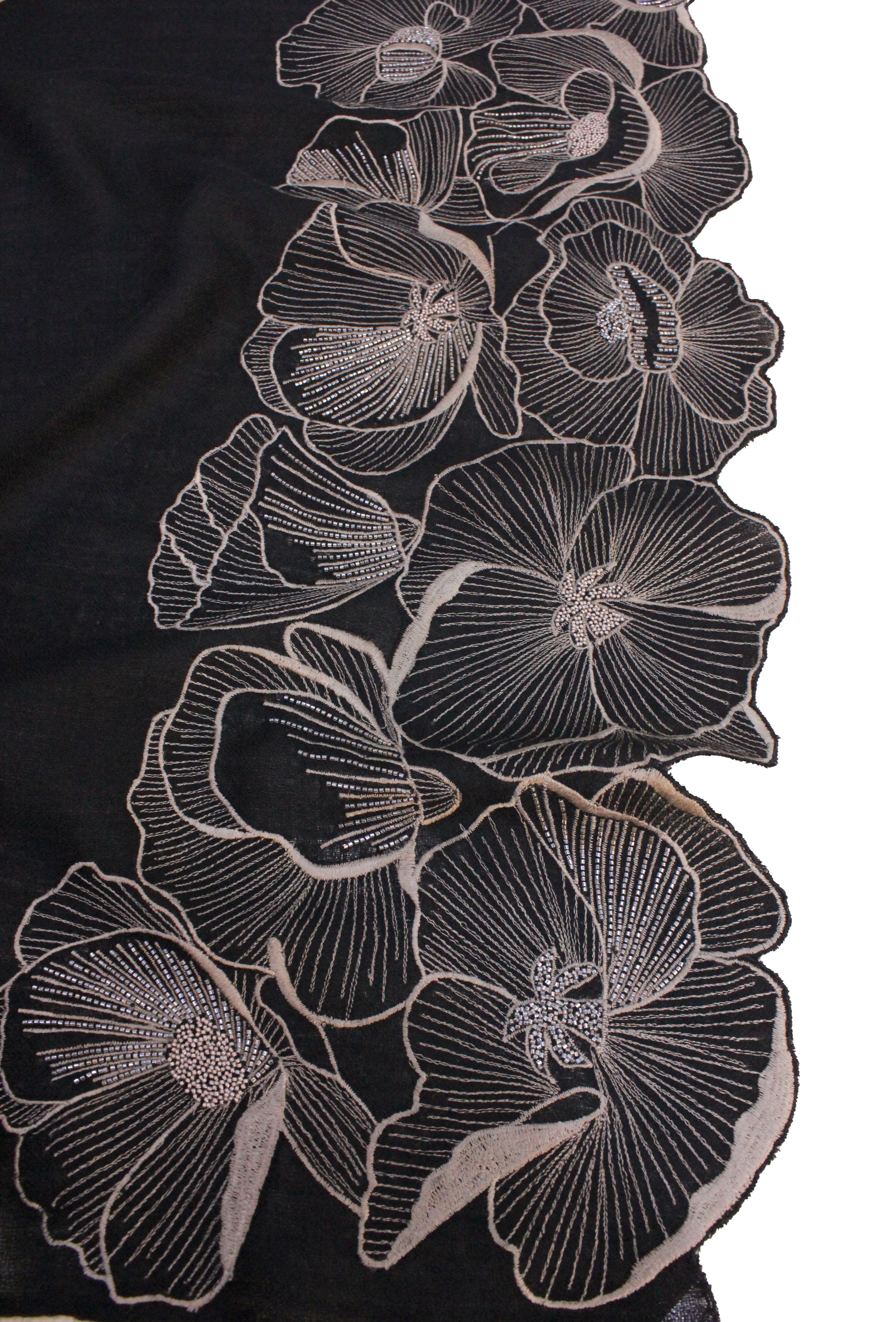 Poppy Affair | Embroidered Wool Silk Stole