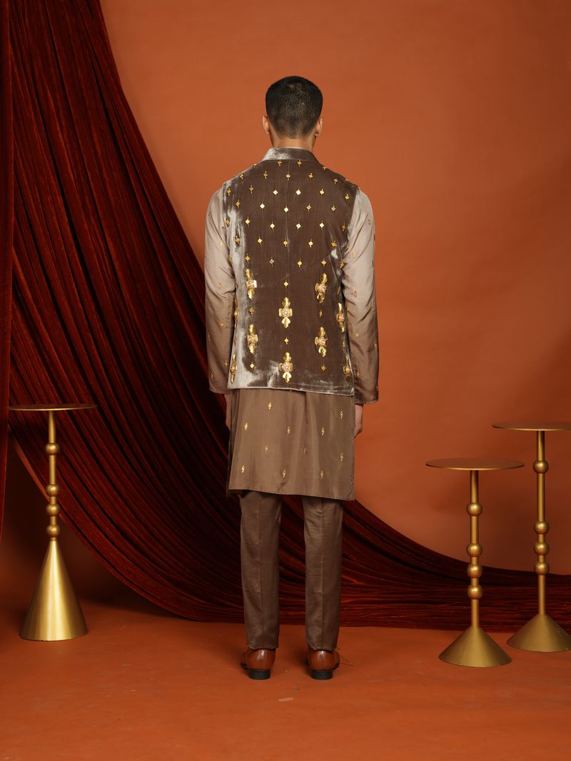ASHER - BROWN VEST JACKET SET