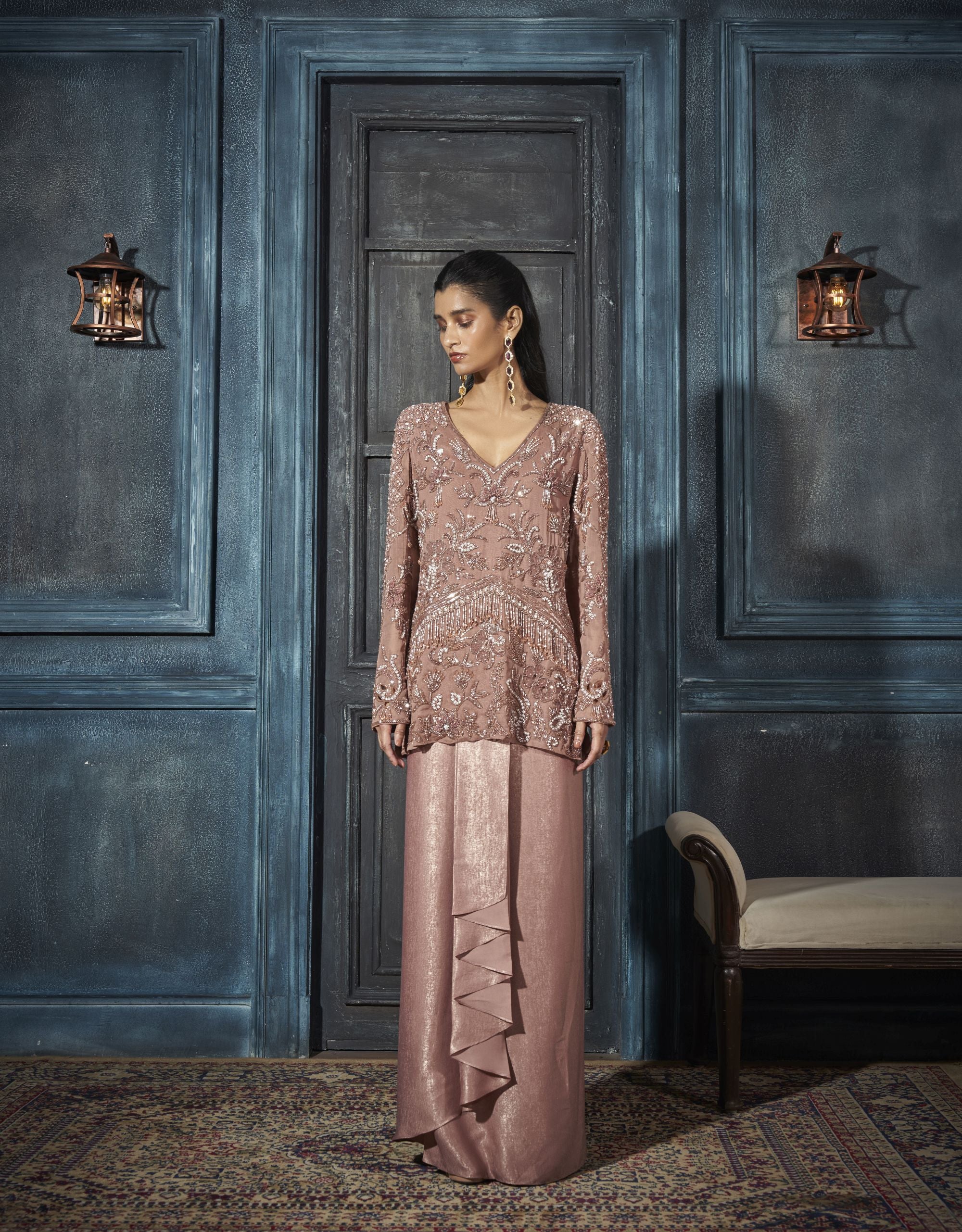 Waterfall Skirt, Embroidered Tunic