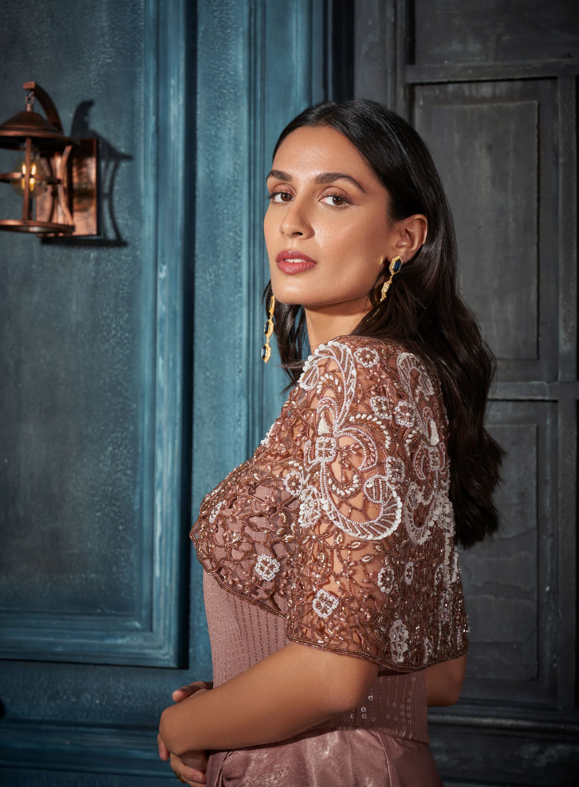 Bolero/Cape, Sequin Corset, Draped Skirt