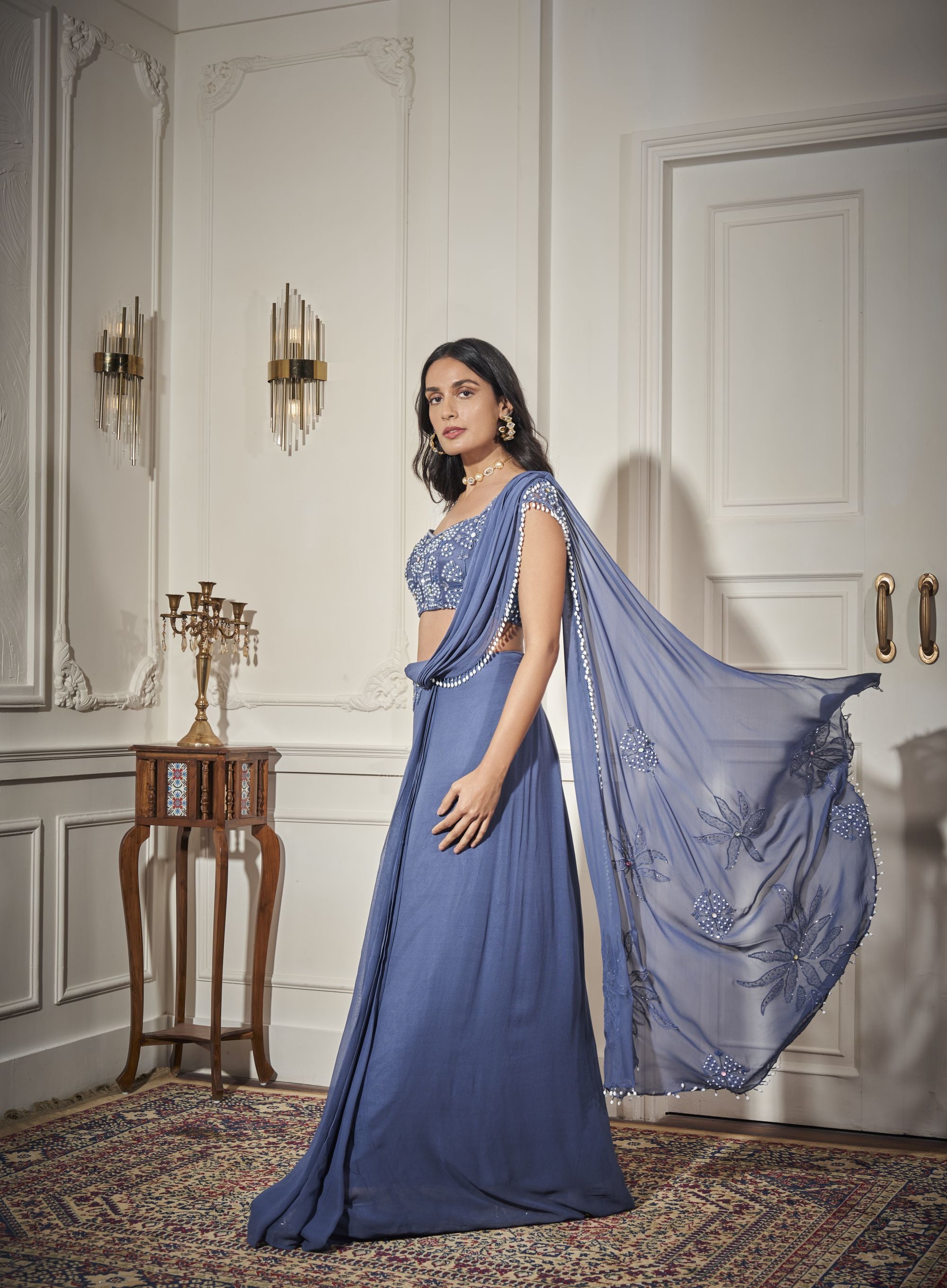 Embroidered Blouse, Draped Saree