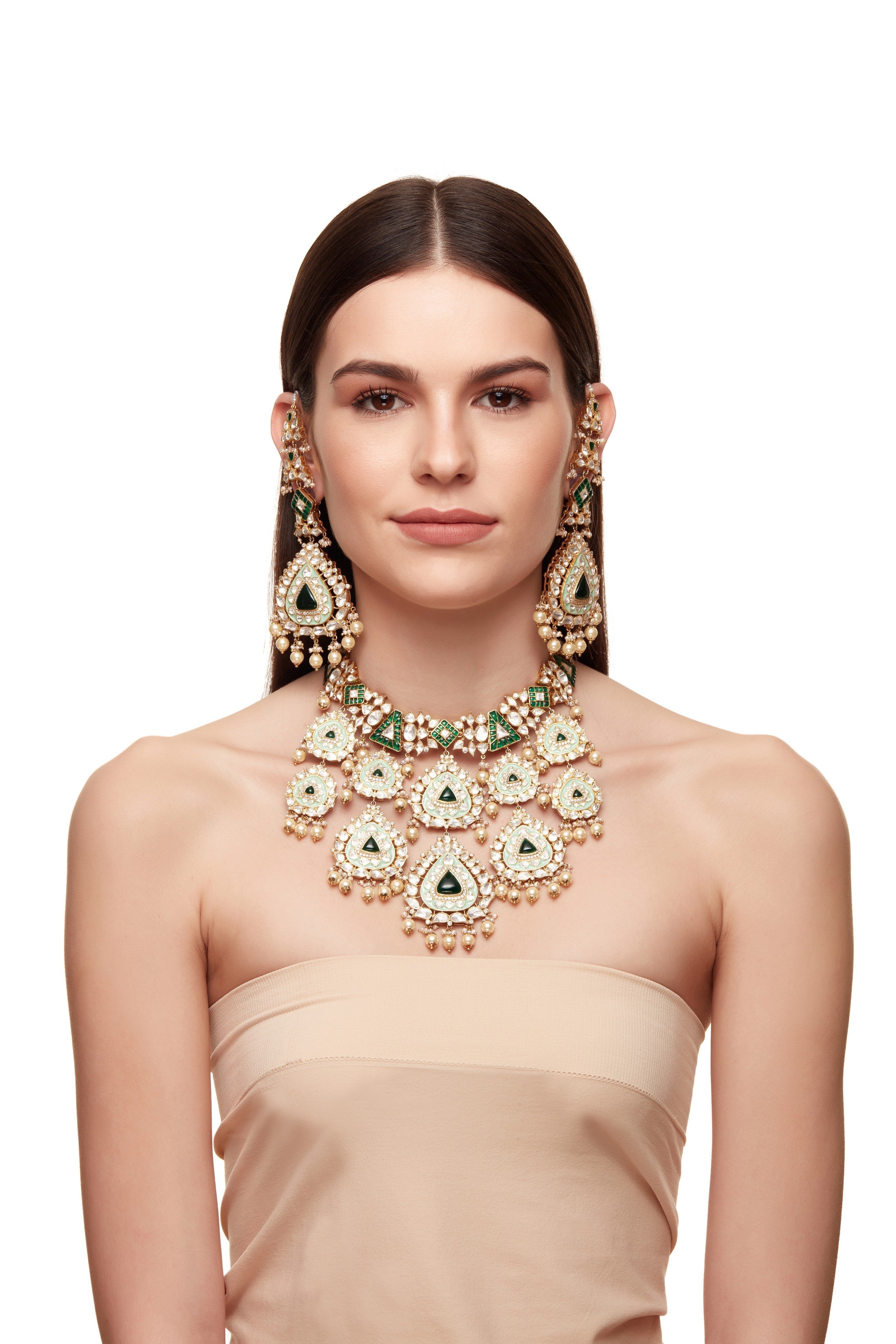 Green & Mint Green Meenakari Bridal Set