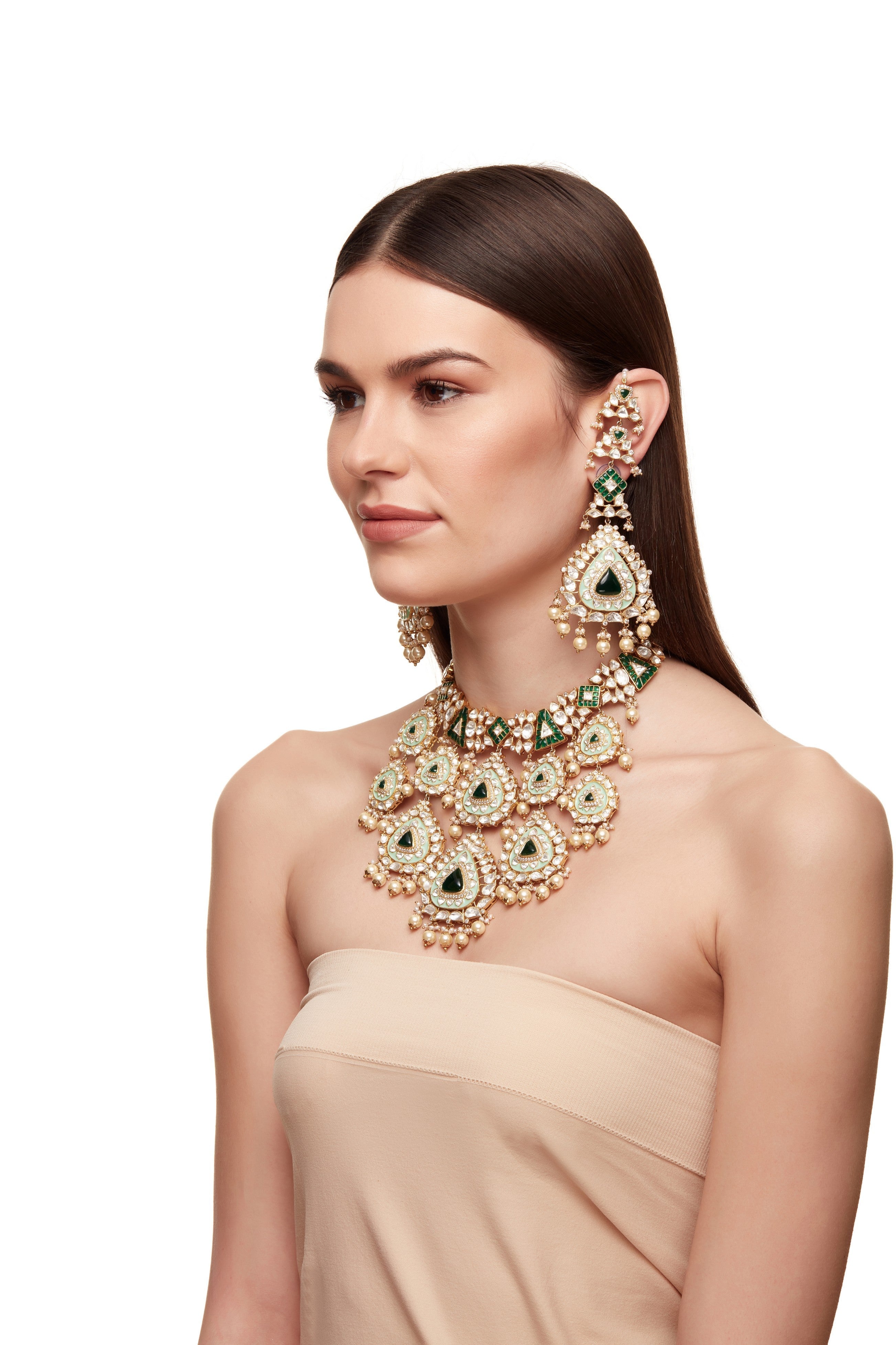 Green & Mint Green Meenakari Bridal Set