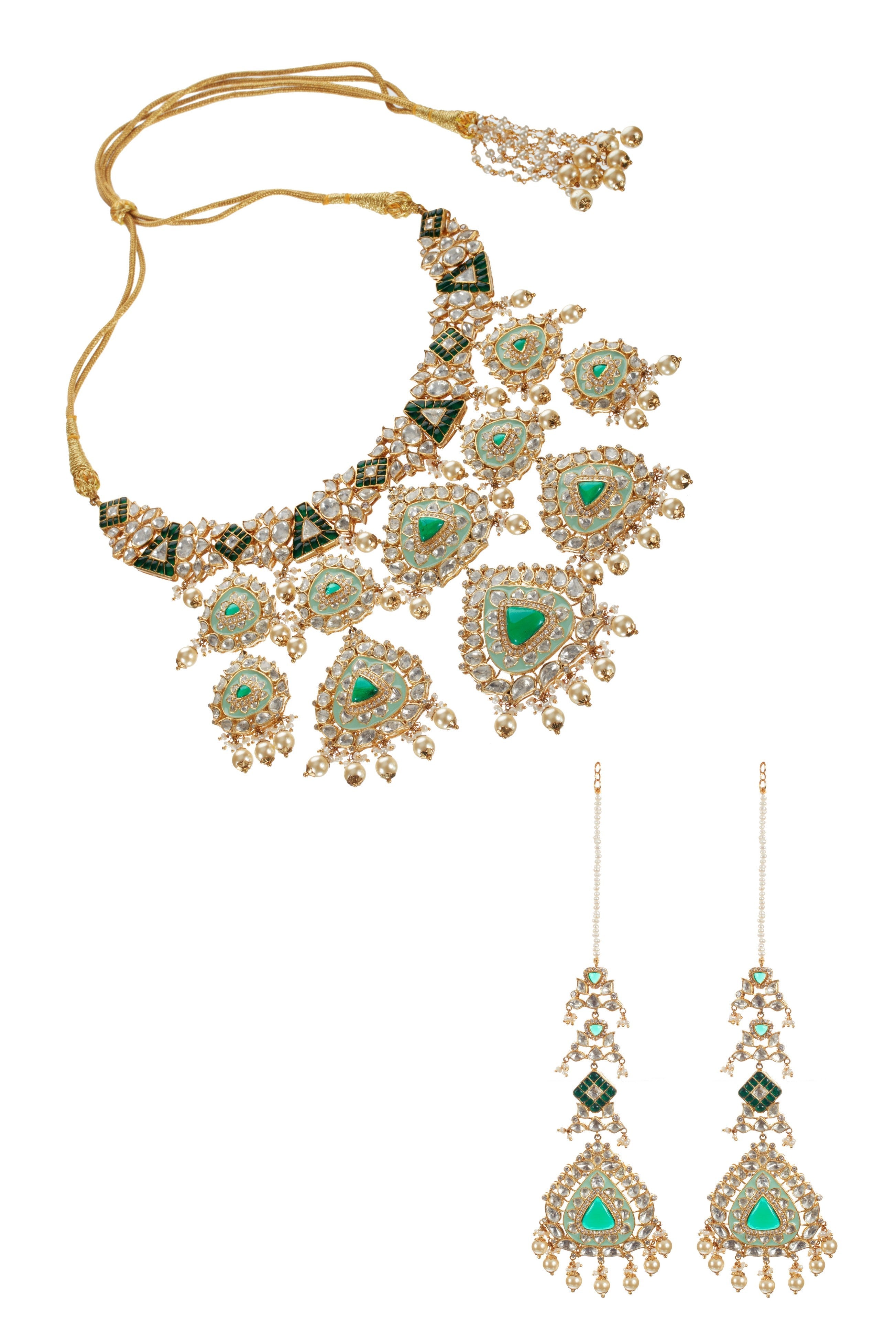 Green & Mint Green Meenakari Bridal Set