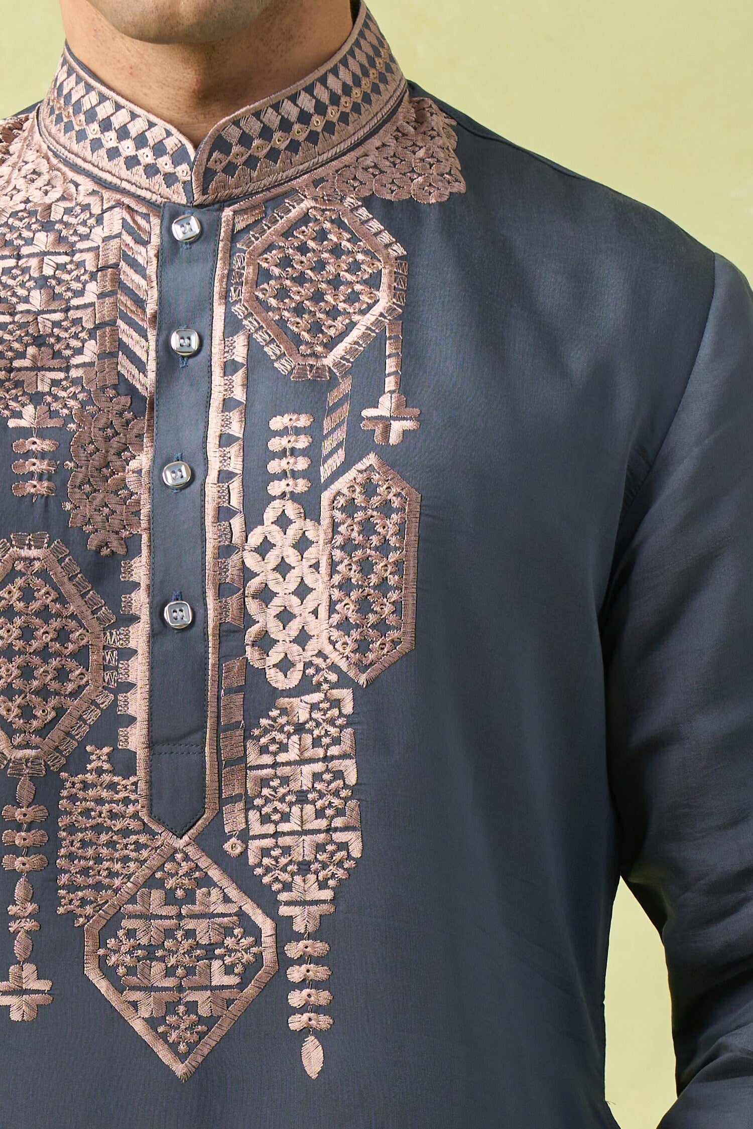 Grey Embroidered Kurta Set