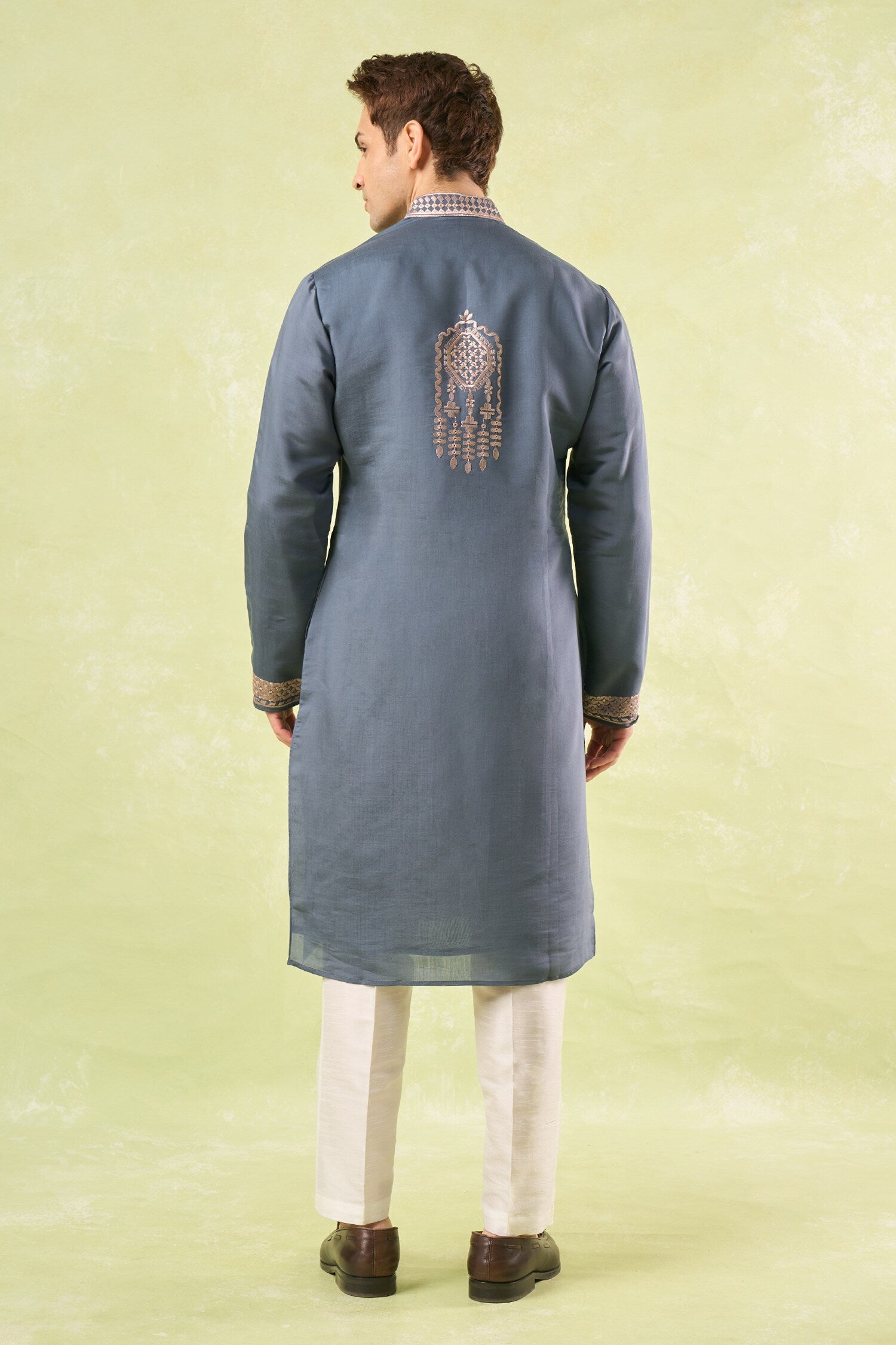 Grey Embroidered Kurta Set