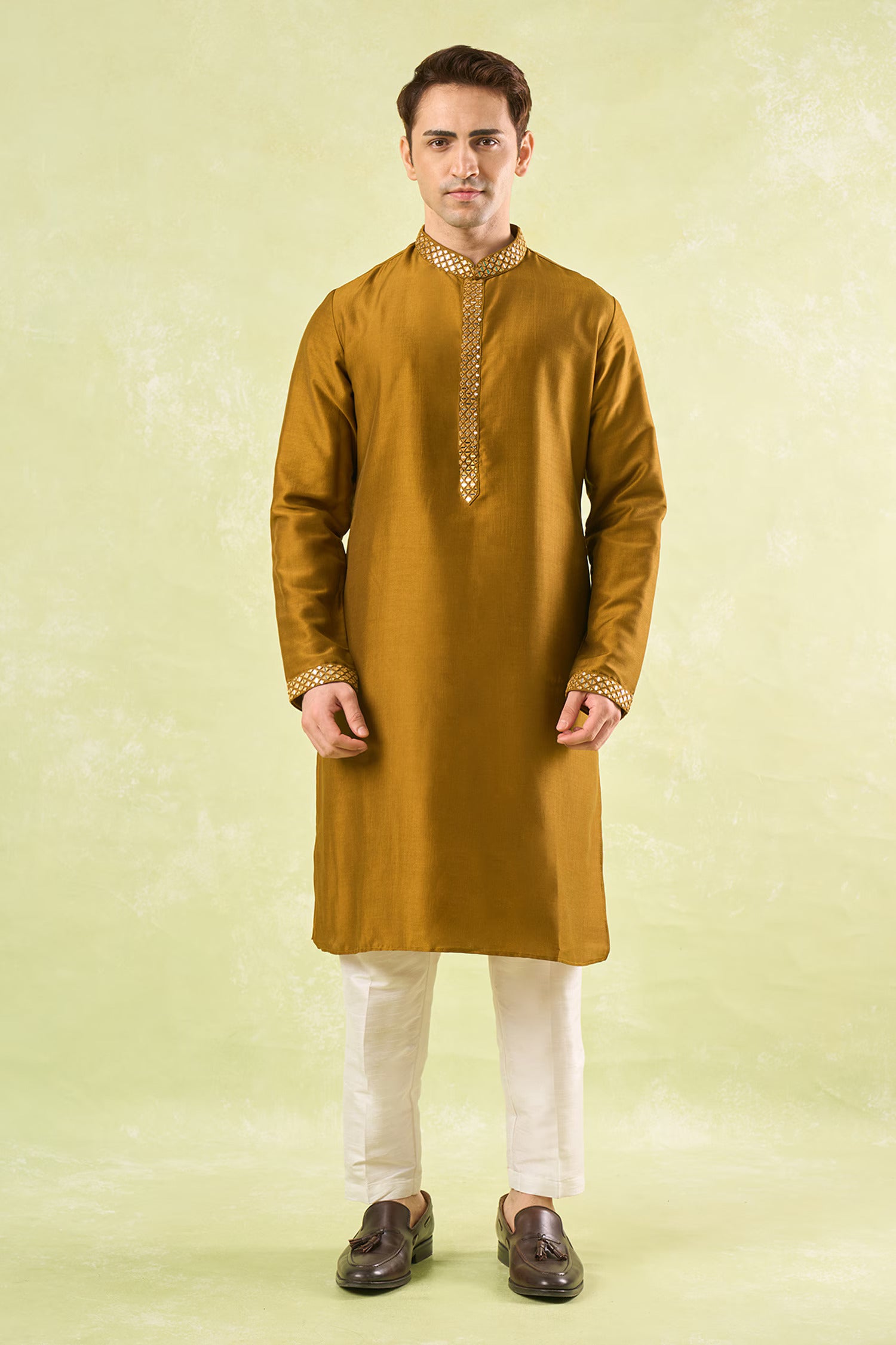 Mustard Embroidered Kurta Set