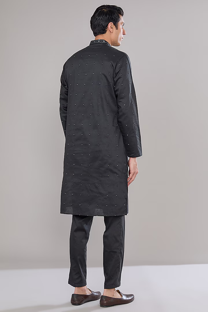 Black Embroidered Kurta-Dupatta Set