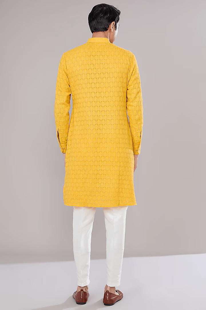 Mustard Embroidered Kurta Set