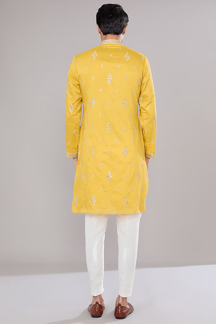 Mustard Embroidered Kurta Set