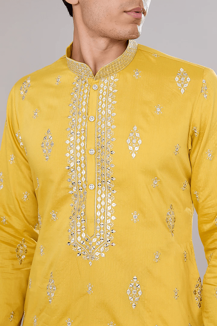 Mustard Embroidered Kurta Set