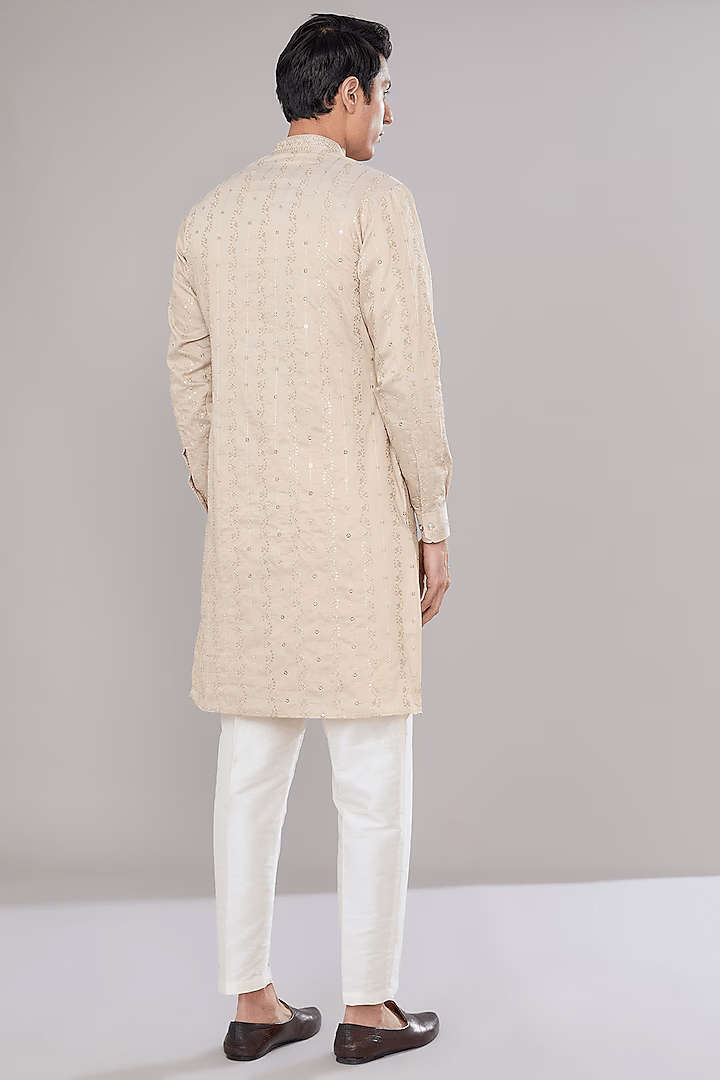 Beige Embroidered Kurta Set