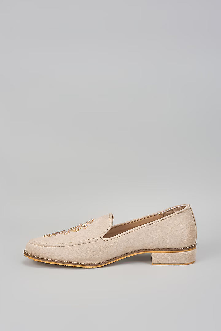 Nude Embroidered Loafers