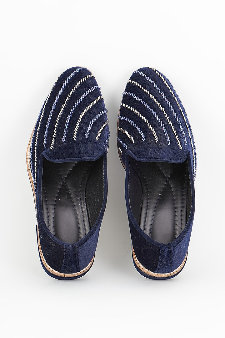 Royal blue suede based slip on loafers