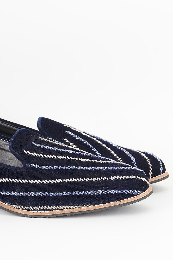 Royal blue suede based slip on loafers