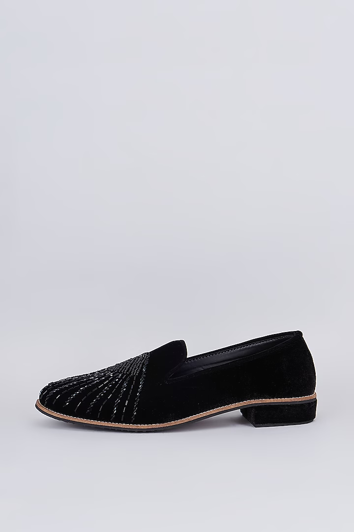 Black suede based slip on loafers