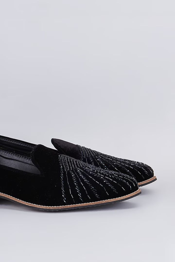 Black suede based slip on loafers