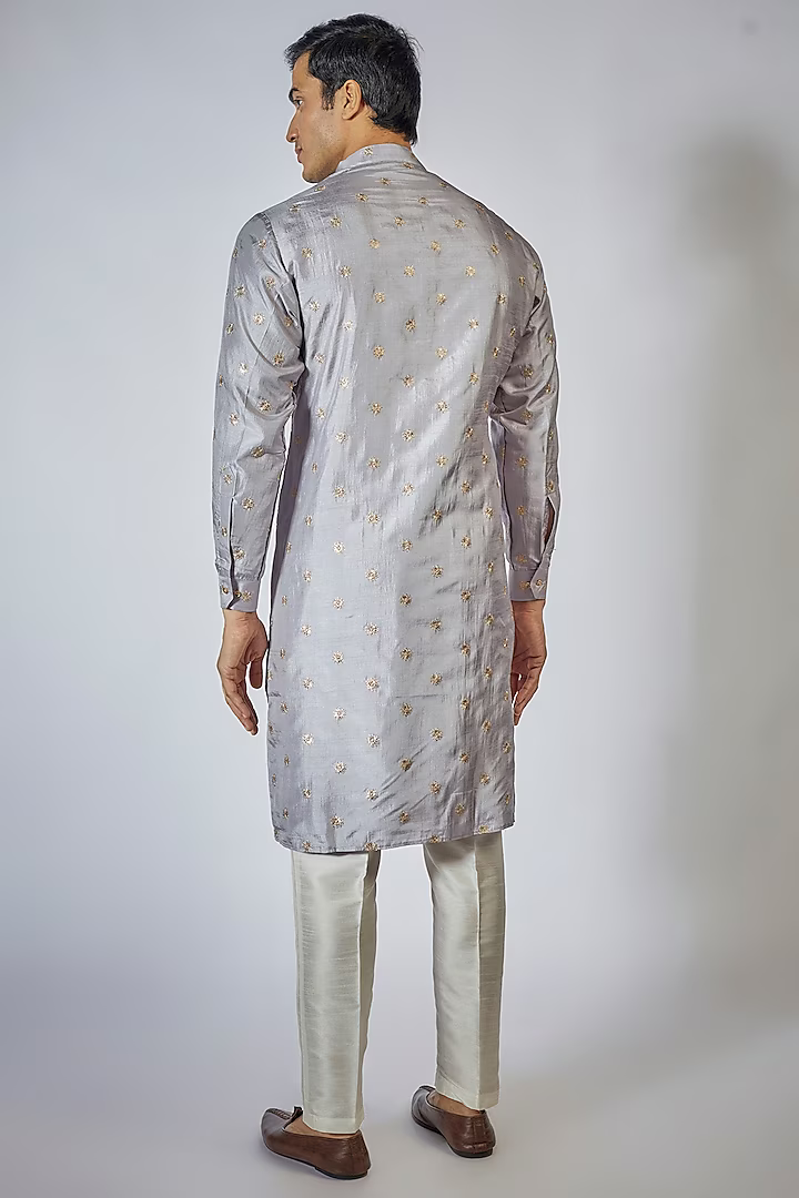Grey Embroidered Kurta Set