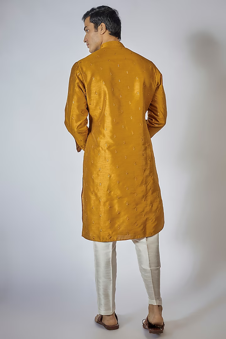 Mustard Embroidered Kurta Set