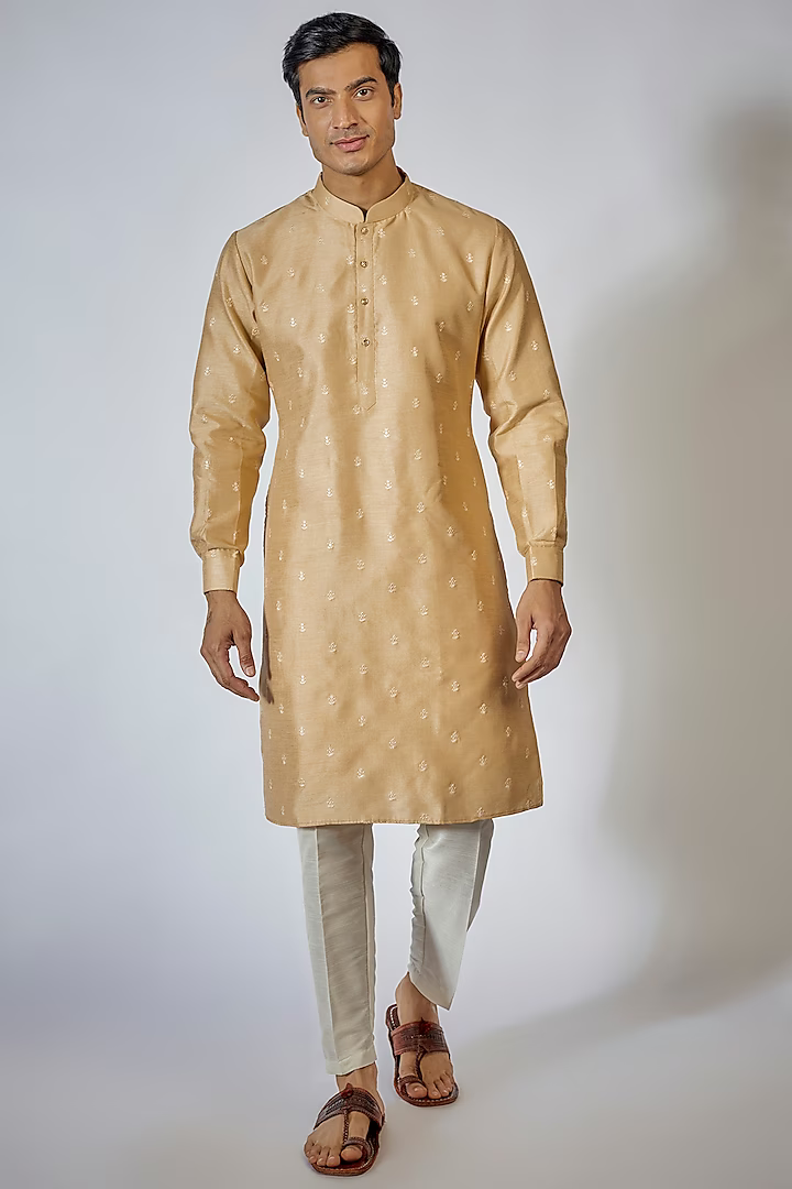 Beige Embroidered Kurta Set