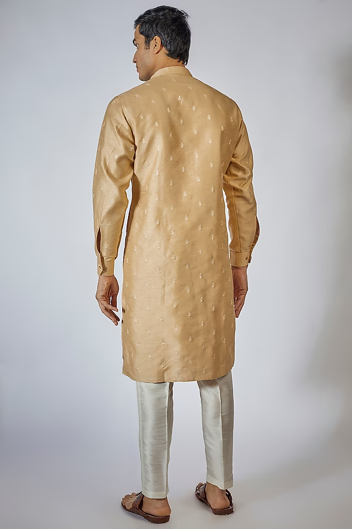 Beige Embroidered Kurta Set