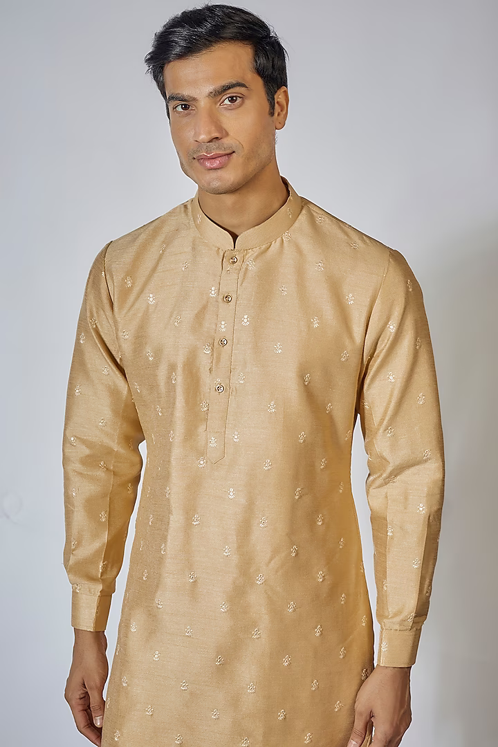 Beige Embroidered Kurta Set