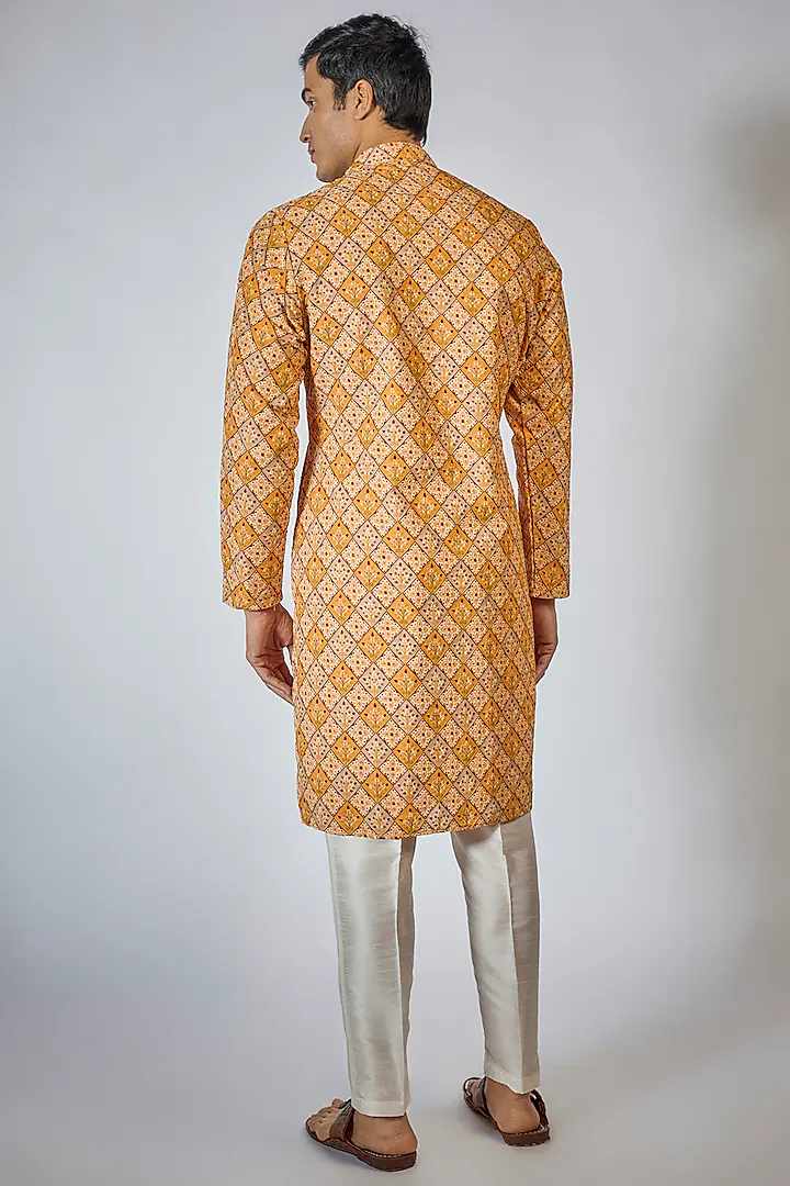 Orange Printed Kurta Set