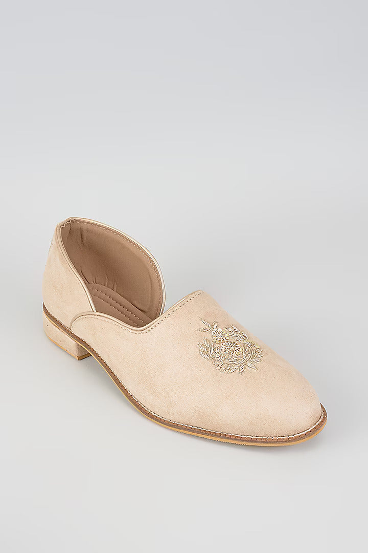 Blush Pink Royal Crest Embroidered Sandals