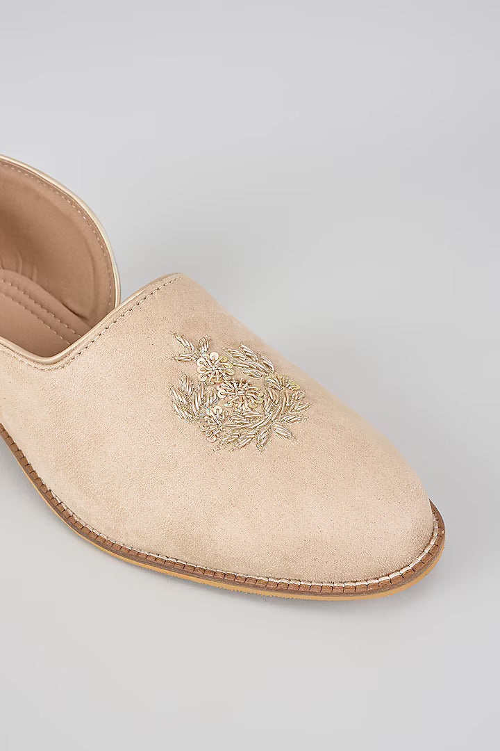 Blush Pink Royal Crest Embroidered Sandals