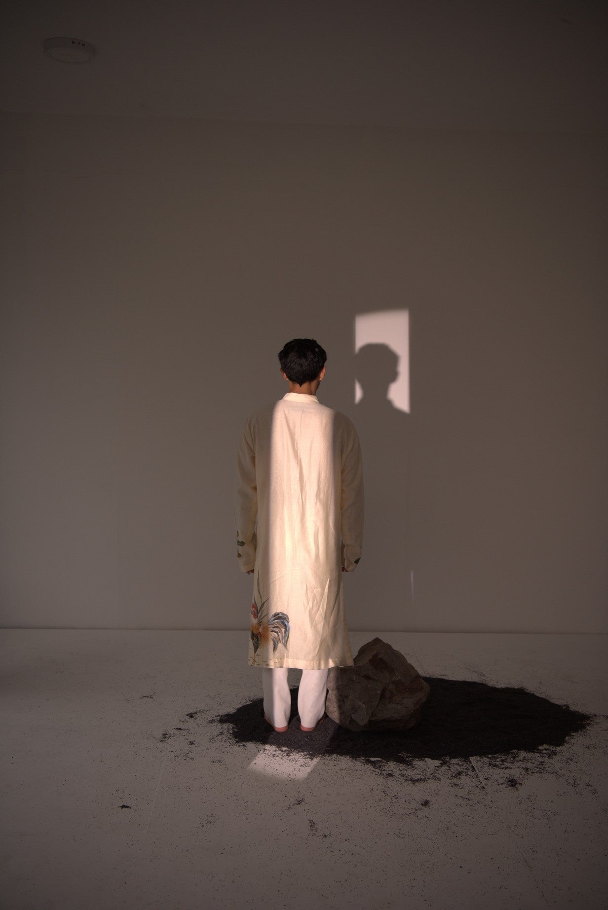 Chanderi Ivory Rooster Call Kurta With Pants