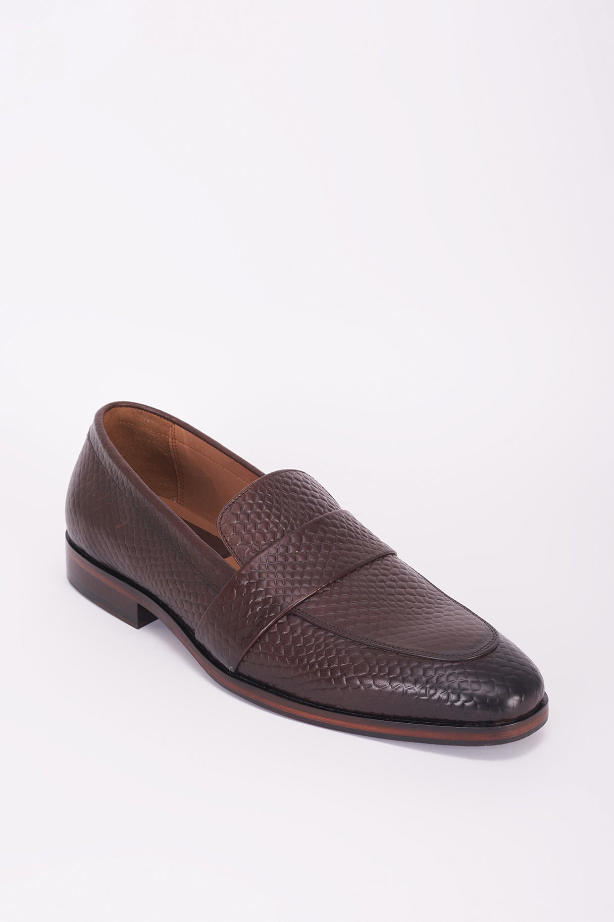 Brown mesh Italian leather mocassin shoes