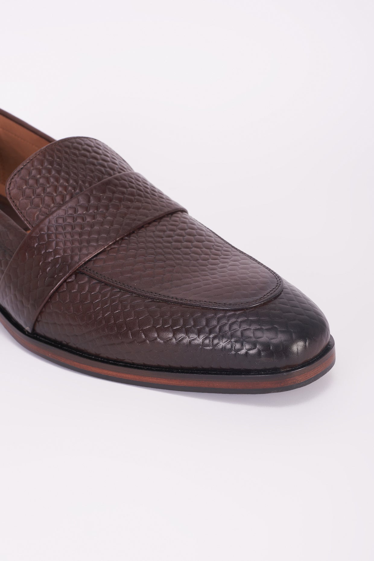 Brown mesh Italian leather mocassin shoes