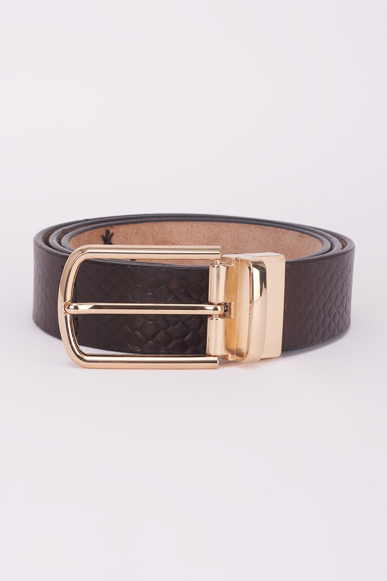 Brown mesh Italian leather belt